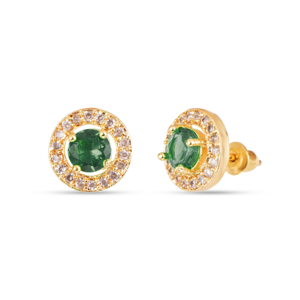 Sparkling Green Round Cut Zircon Pendant Set - Image 4