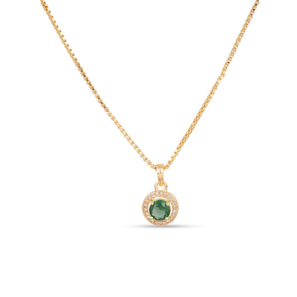 Sparkling Green Round Cut Zircon Pendant Set - Image 3