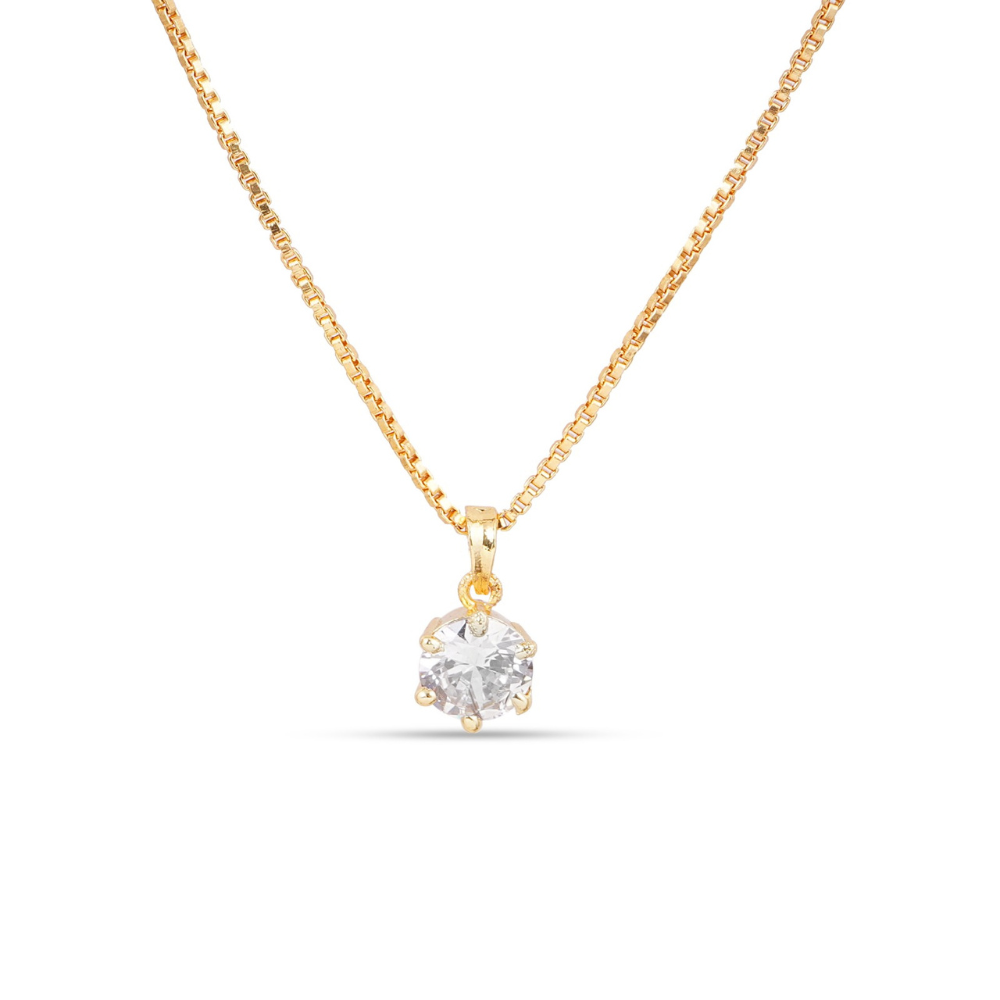 Elegant Gold Plated Pendant Set with Sparkling Stone Necklace &Earrings for Women and Girls - Image 3