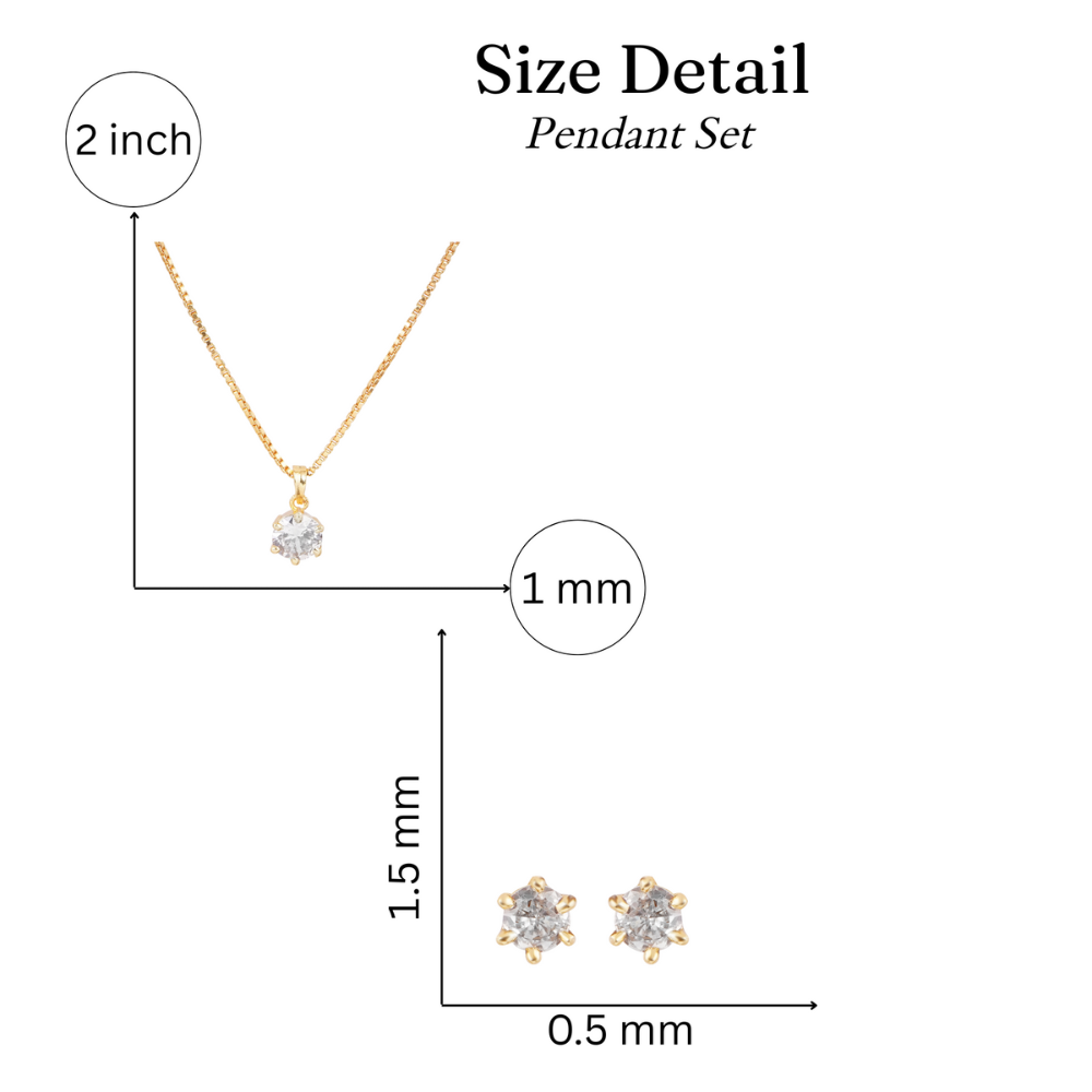 Elegant Gold Plated Pendant Set with Sparkling Stone Necklace &Earrings for Women and Girls - Image 6