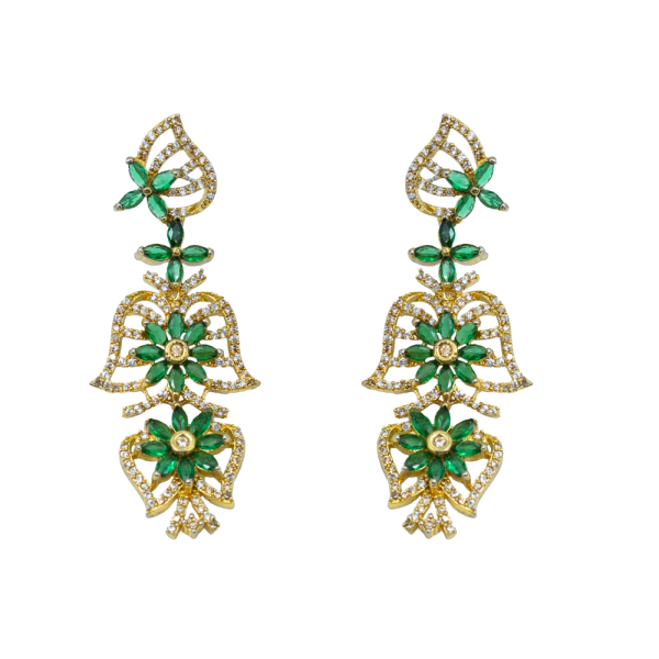 Trendy Rose Gold CZ Stone Necklace with Earrings | Bridal & Festive Jewellery Set - Image 4