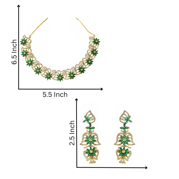 Trendy Rose Gold CZ Stone Necklace with Earrings | Bridal & Festive Jewellery Set - Image 2